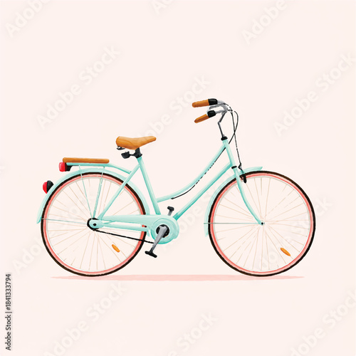 Vintage Mint Green Bicycle Illustration