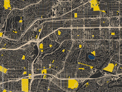 Photos Modern flat map of Monterey Park, California
