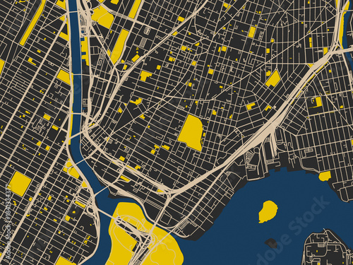 Foto Decorative abstract map of Mott Haven, New York, featuring near-black map field