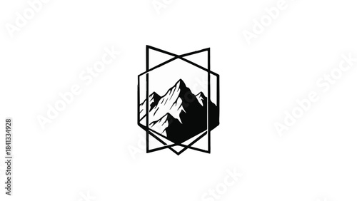 Modern minimalist mountain range landscape illustration in geometric shape for nature travel concept