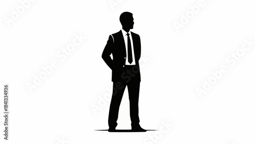 Silhouette of a confident businessman standing in a suit.