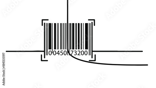 Barcode scanner code closeup, product identification number, inventory management symbol, retail shopping label, logistics tracking number