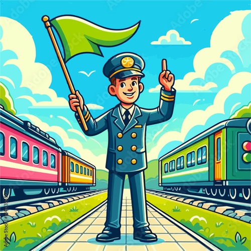 Train conductor signaling departure