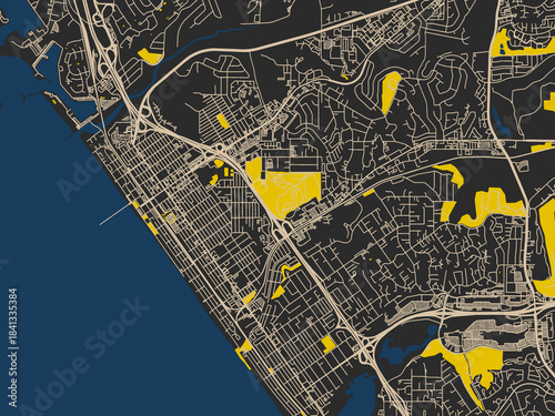 Foto Oceanside, California – minimalist flat city map