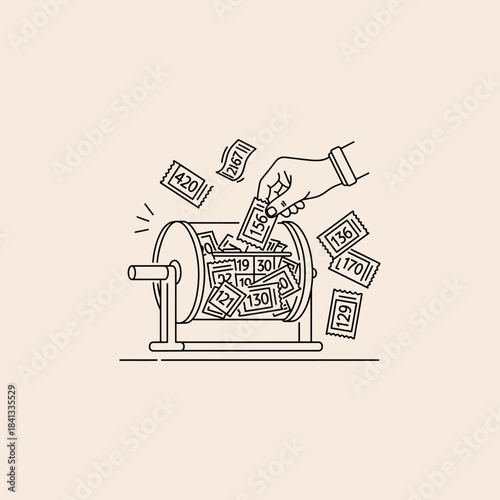 Raffle linear icon flat vector design.