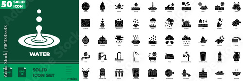 Water Solid Editable Icons set