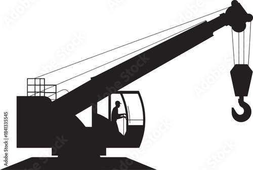 Industrial heavy duty construction machinery silhouette showing detailed vehicle and operator