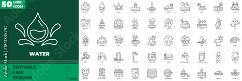 Water Line Editable Icons set
