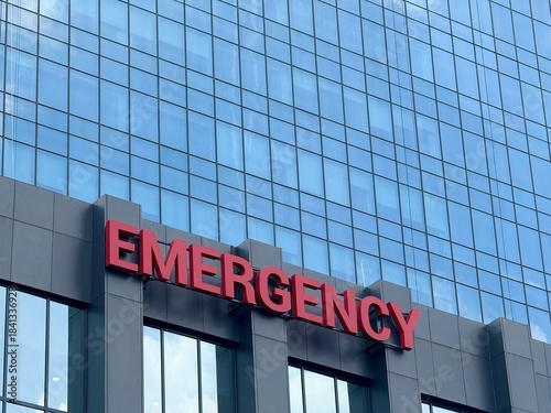 Emergency Room (ER) or Emergency Department entrance sign for a hospital in red