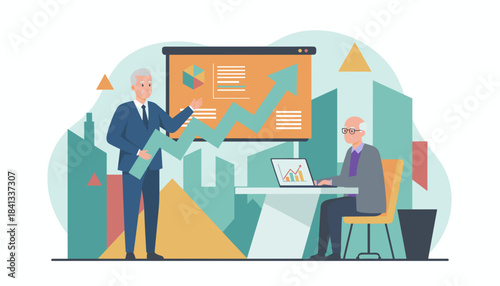 Business meeting senior executives analyze successful financial strategy and growth charts