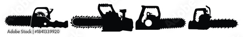 chainsaw silhouette clipart set