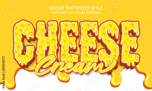 cheese cream melting mozzarella creamy food editable text effect font style template design
