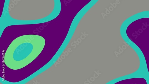 Abstract geometric design in vibrant purple, turquoise, green, and gray. Versatile image suitable for backgrounds, posters, digital art, and branding.
