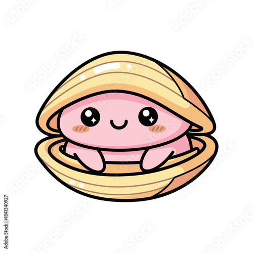 set 2 shelled animal popular kawaii illustration fresh water clam