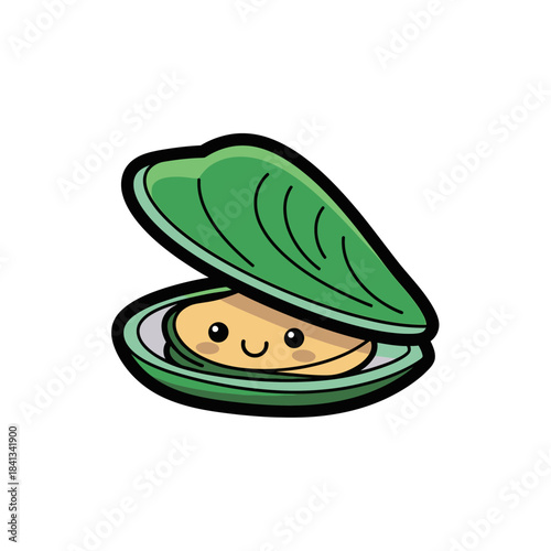 set 2 shelled animal popular kawaii illustration green mussel