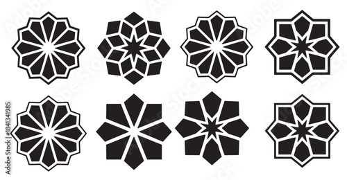 collection of geometric islamic patterns silhouette
