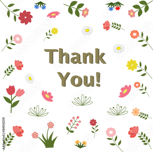 Floral thank-you card with decorative flowers