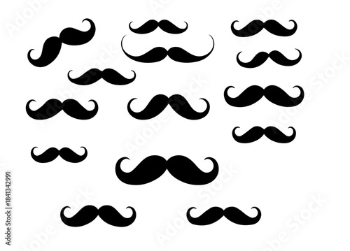 black mustache set on a white background icon