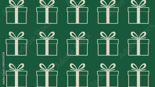 Festive Gift Boxes Pattern Green Background Holiday Celebration Presents