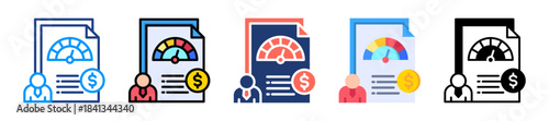 Credit Score Icon Sheet Multiple Style Collection 