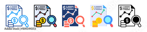 Financial Review Icon Sheet Multiple Style Collection 