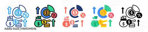 Income Ratio Icon Sheet Multiple Style Collection 