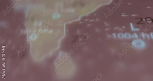 Weather map showing atmospheric pressure and temperature in India