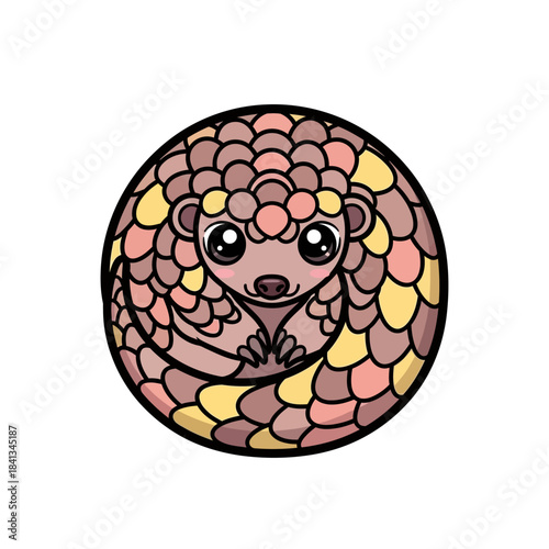 set 3 shelled animal popular kawaii illustration pangolin