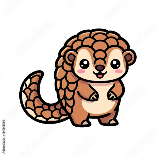 set 3 shelled animal popular kawaii illustration pangolin
