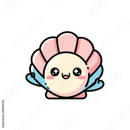set 3 shelled animal popular kawaii illustration scallop