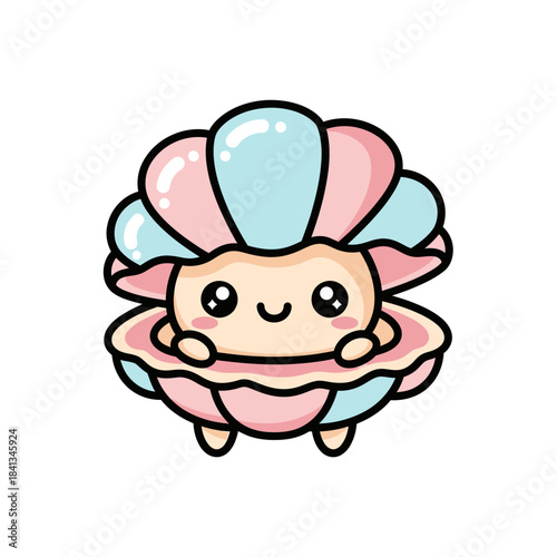 set 3 shelled animal popular kawaii illustration scallop