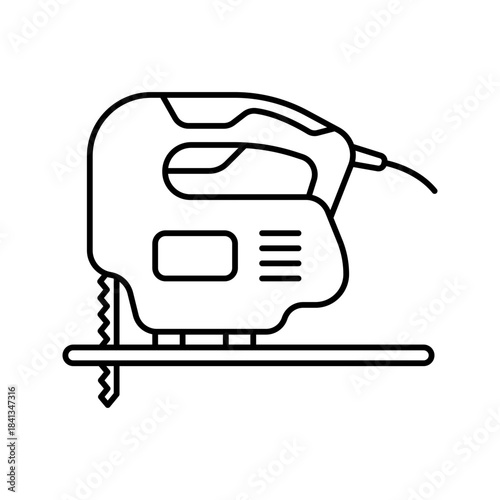 Outline Electric Jigsaw Power Tool Line Art Icon
