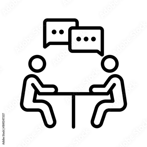 Outline One on One Coaching Meeting People Line Icon
