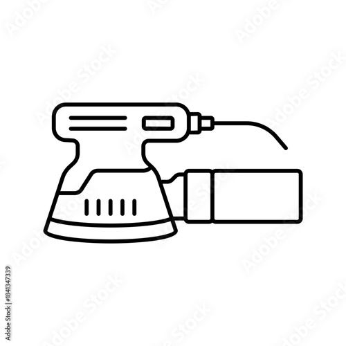 Outline Electric Orbital Sander Line Art Icon
