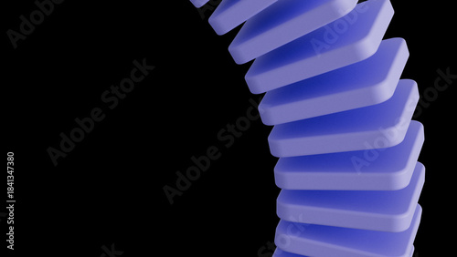 Abstract Purple Blue 3D Twisted Spiral on Black Background