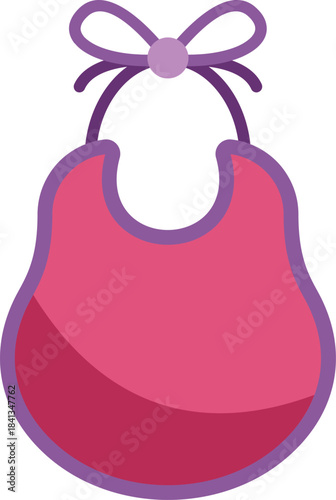 This illustration shows a pink baby bib with a bow tie, perfect for illustrating baby shower concepts