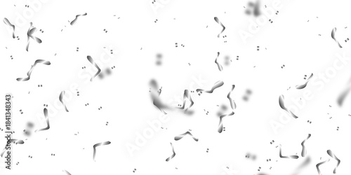Isolated Falling Silver Confetti Streamers Festive Celebration Overlay Effect