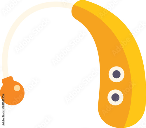 This vector illustration features a behind the ear hearing aid, commonly used to assist those with hearing impairments