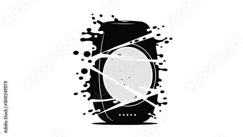 Modern smartwatch illustration with dynamic paint splashes and abstract design elements on white background for tech and fashion concept