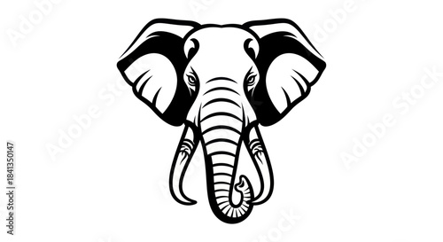 Elephant head illustration minimalist design animal wildlife vector art