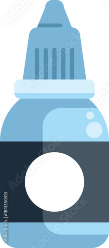 Small blue dropper bottle containing medical liquid with blank label, isolated on white background