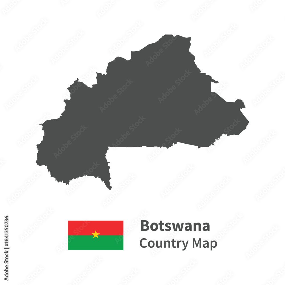 Fototapeta premium Burkina Faso Country map Flag illustration on whtie background