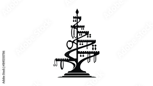 Elegant black candelabra with multiple candle holders and decorative design elements on white background, perfect for luxury home decor or event planning