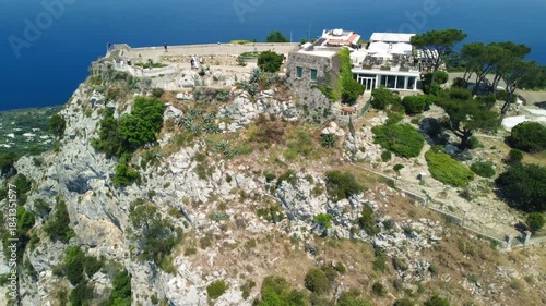 Capri, Italy. Amazing panoramic drone view from Mt Solaro on a sunny summer day