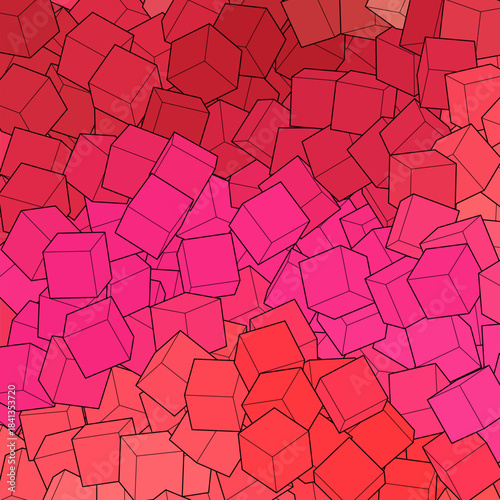 Abstract vector background. Geometric figures. Pink and red cubes. eps 10