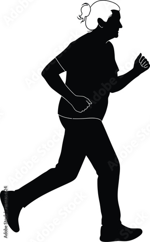Silhouette of an older woman jogging