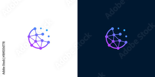 Abstract Globe Network Connection Logo Design with Gradient Colors
