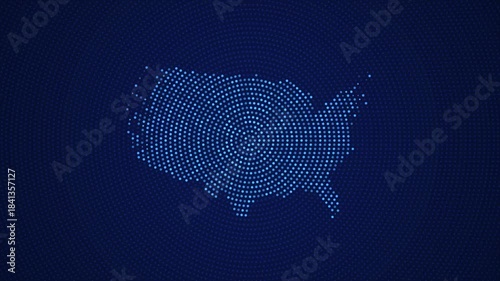 Digital United States Map with Dotted Flicker and Scale Reveal Animation
