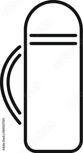 Vacuum bottle keeping liquids hot or cold, metallic thermos ideal for travel and camping