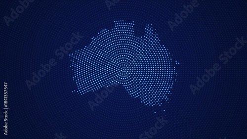 Digital Australia Map with Dotted Flicker and Scale Reveal Animation